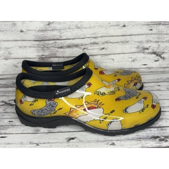 Sloggers Shoes - Sloggers Chicken Yellow Waterproof Slip On Garden Rain Clog Shoes Size Womens 6
